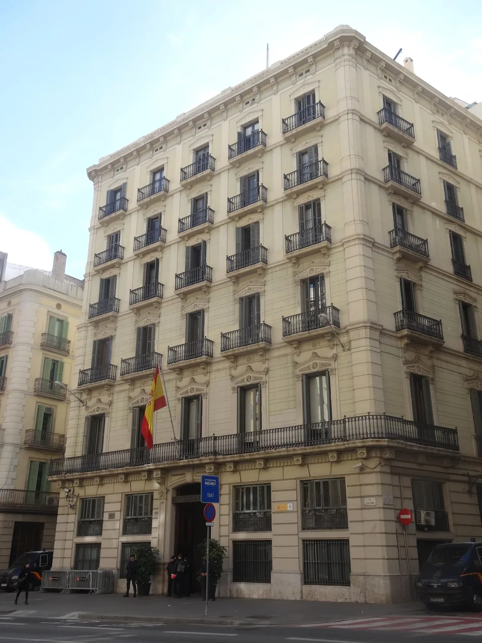 Comisaría de Policía Nacional de Via Laietana, Barcelona, en foto real de archivo de 2016. No corresponde a los arrestos de octubre de 2026.