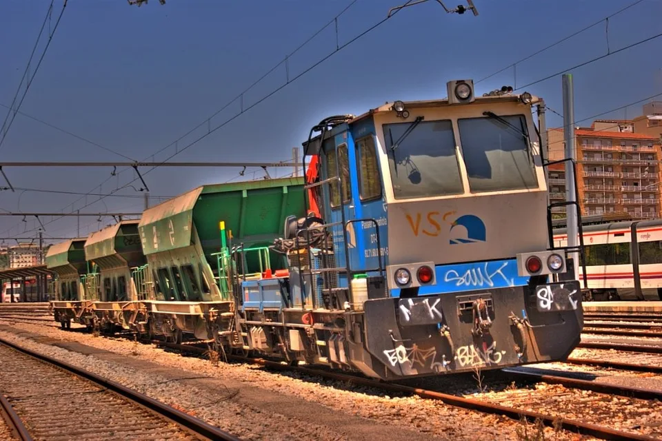 Dresina y tren de mantenimiento ferroviario Plasser Española DT-80, acompañado de tolvas en Manresa, en una fotografía de archivo de marzo de 2011. No es el vehículo que descarriló en Sevilla.