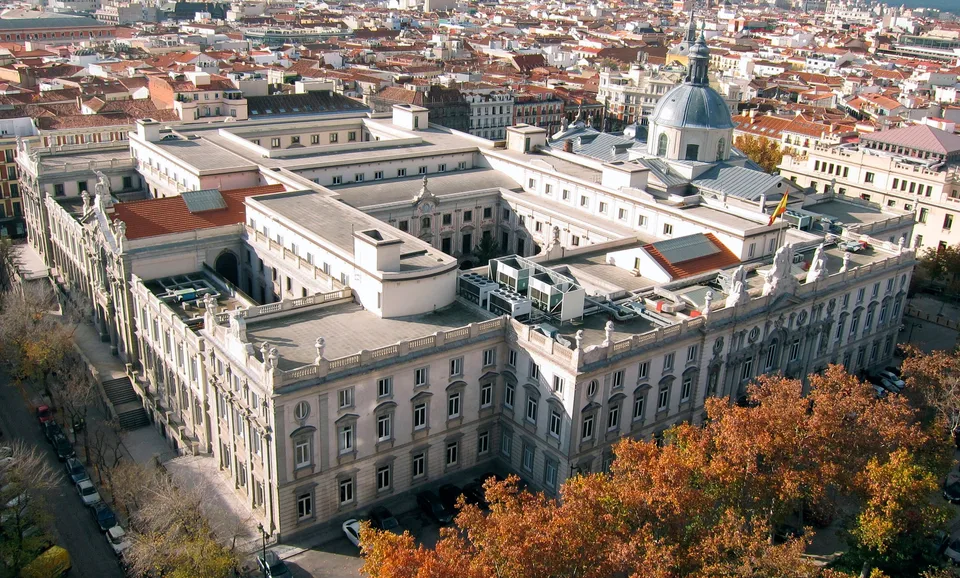 Vista aérea de la sede del Tribunal Supremo de España en Madrid, imagen de archivo de 2012.