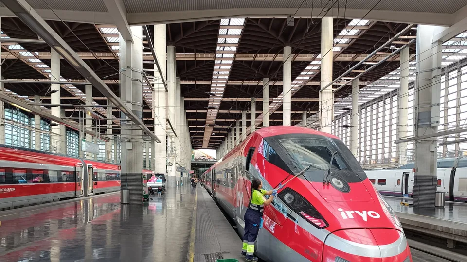 Tren real de Iryo, unidad 109-002, en Madrid-Puerta de Atocha el 24 de octubre de 2023. Fotografía de archivo; NO muestra el choque de Urda ni las tareas de investigación.
