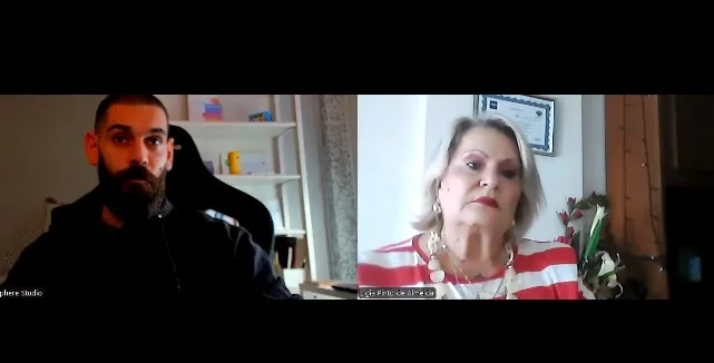 Neil Fernández y Ligia Pinto de Almeida durante una entrevista sobre contranarcotráfico, Ceuta, Melilla y el Estrecho
